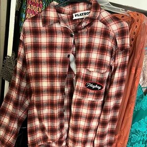 Playboy Men's Red Plaid Shirt